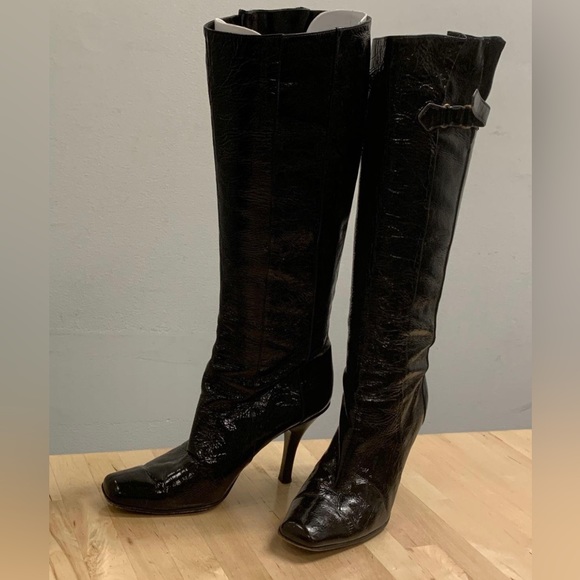 Vintage Jimmy Choo Black Patent Leather Tall Boot - Picture 2 of 8